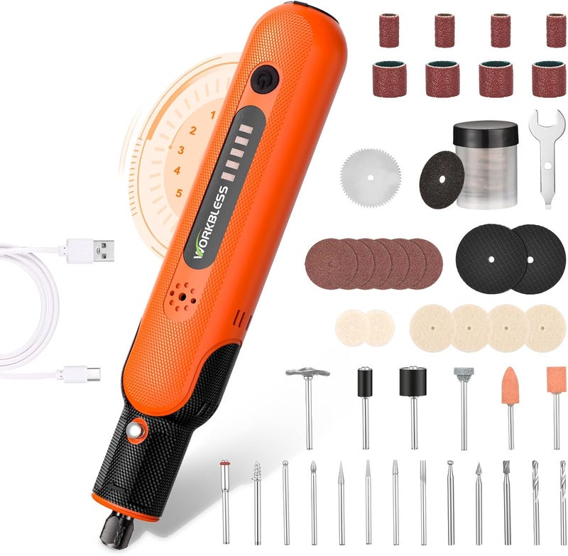 WorkBless Cordless Rotary Tool: 8V Rotary Tool Kit 103pcs Accessories - Electric Mini Power Rotary Tool for Polishing, Grinding, Cutting, Engraving, 5-Speed, Max 25000RPM, USB-C Charging - Image 1